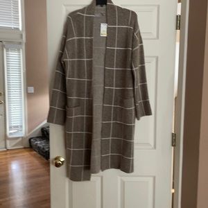 Taupe Windowpane Cardigan
